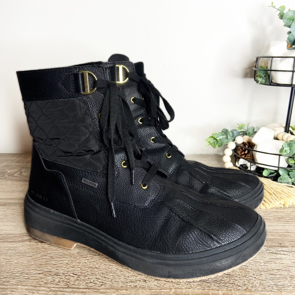 Merrell Black Quilted Leather Lace Up Waterproof Duck Boots Size 11